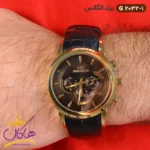 ساعت الگانس مردانه بند چرمی مشکی طلایی G2032/1 - Image 2