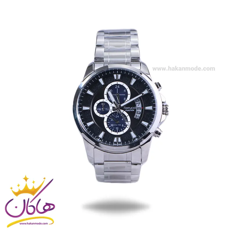 Ferrucci-function-watch-code-FC-03271.051.webp ساعت مچی فروچی مردانه فلزی صفحه مشکی FC03271/05 - Image 1
