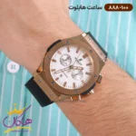 ساعت هابلوت مردانه بند رابر کرنوگراف صفحه سفید قاب رزگلد 888/100 - Image 2