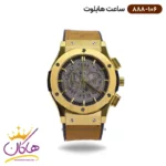 ساعت هابلوت مردانه بند رابر کرنوگراف اسکلتون قاب طلایی 888/106