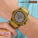 ساعت هابلوت مردانه بند رابر کرنوگراف اسکلتون قاب طلایی 888/106 - Image 2
