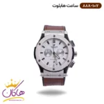ساعت هابلوت مردانه بند چرم‌ قهوه ای صفحه سفید کرنوگراف 888/107