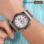ساعت هابلوت مردانه بند چرم‌ قهوه ای صفحه سفید کرنوگراف 888/107 - Image 2