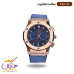 ساعت هابلوت مردانه بند چرم آبی قاب رزگلد کرنوگراف 888/111