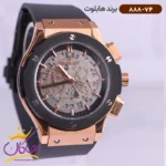 ساعت هابلوت زنانه بند رابر کرنوگراف صفحه اسکلتون اندکس رزگلد 888/74 - Image 2