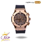 ساعت زنانه کرنوگراف هابلوت رزگلد مشکی صفحه اسکلتون 888/84