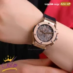 ساعت زنانه کرنوگراف هابلوت رزگلد مشکی صفحه اسکلتون 888/84 - Image 2