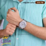 ساعت هابلوت مردانه بند رابر خاکستری کرنوگراف قاب نقره ای 888/95 - Image 4