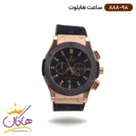 ساعت هابلوت زنانه بند رابر مشکی اندکس رزگلد کرنوگراف 888/98