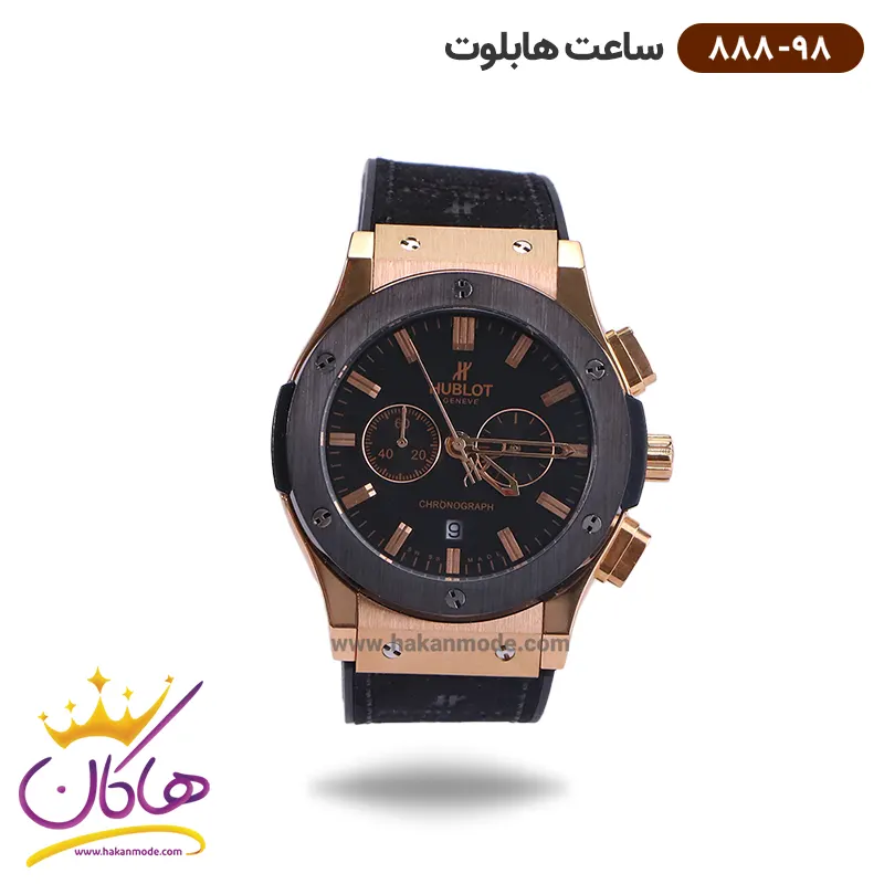 Hablut-watch-code-888-98-1.webp ساعت هابلوت زنانه بند رابر مشکی اندکس رزگلد کرنوگراف 888/98 - Image 1