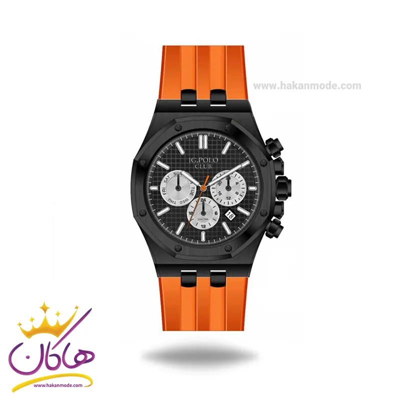 JG-POLO-CLUBE-watch-code-JPC.1222.2900S.71.webp ساعت مچی جی جی پولو مردانه بند رابر نارنجی JPC.1222.2900S/7 - Image 1