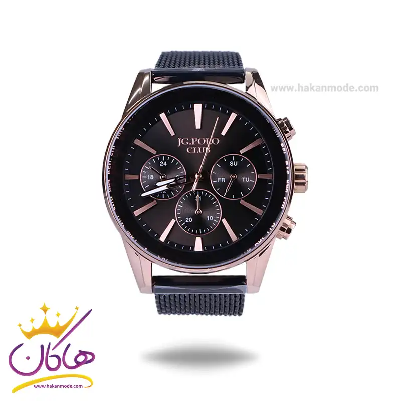 JG-polo-club-watch-code-JPG-S04064A.41.webp ساعت جی جی پولو مردانه فلزی بند حصیری مشکی 4064/4 - Image 1