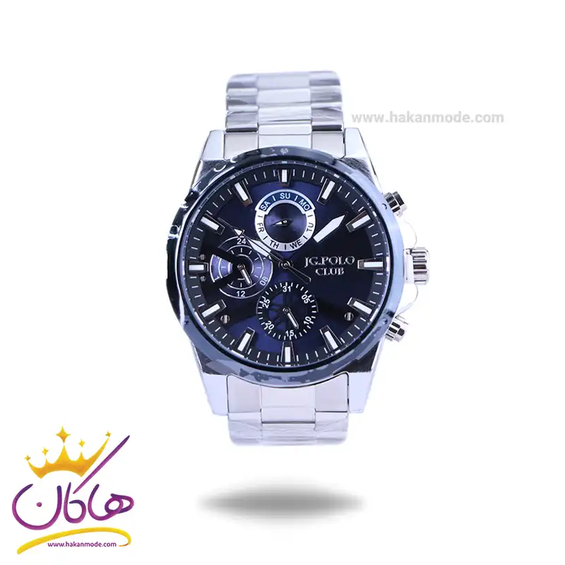 JG.POLO-CLUB-watch-code-JPC.1145D21.webp ساعت جی جی پولو مردانه فلزی صفحه سورمه ای فول تایم JPC.1145D2 - Image 1
