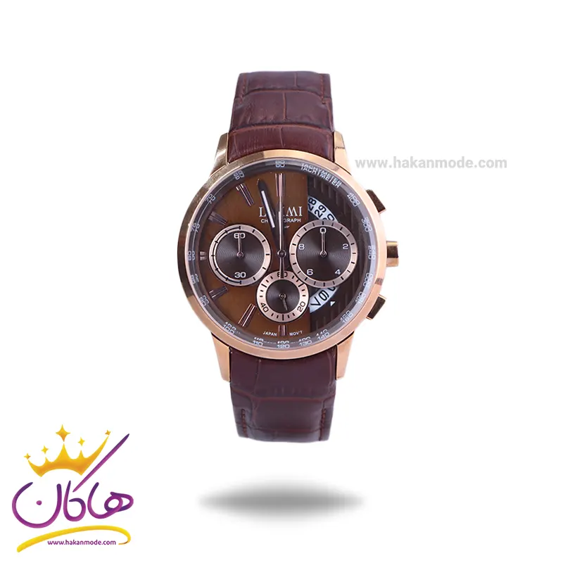 Laxmi-watch-code-LA-8540G.161.webp ساعت عقربه ای لاکسمی مردانه چرم کرنوگراف G 8540/11 - Image 1