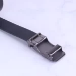 کمربند مردانه ریلی چرم طبیعی مشکی سگک مشکی - Image 2