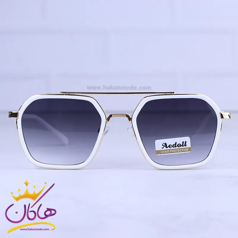 NO-NAME-highcopy-sunglasses-code-6079.41.webp عینک آفتابی زنانه فریم فلزی سفید طلایی 6079/4 - Image 1