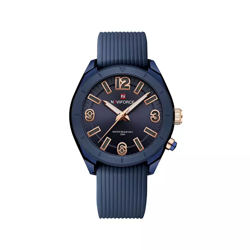 Naviforce-watch-code-7103.51.webp ساعت مچی عقربه ای نیوی فروس زنانه بند رابر سرمه ای 7103/5 - Image 1