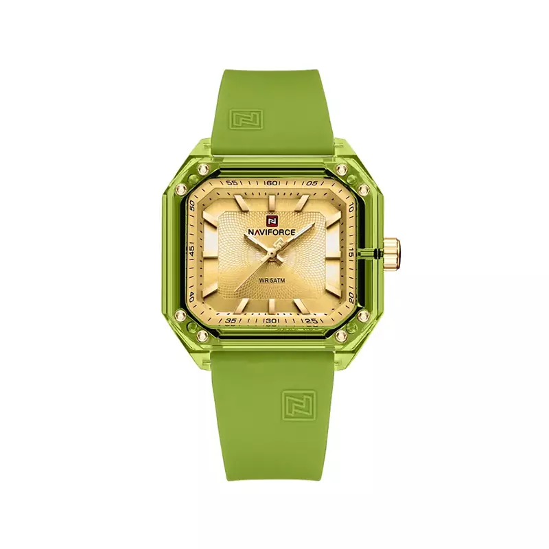 Naviforce-watch-code-7106.11.webp ساعت مچی نیوی فروس زنانه بند رابر سبز قاب مربع 7106/1 - Image 1