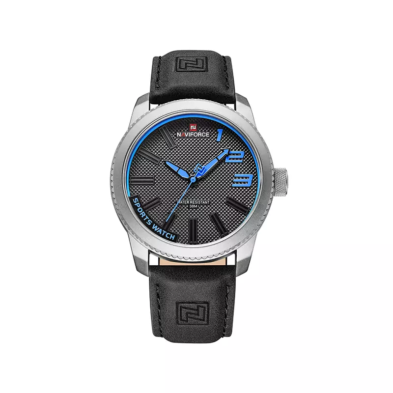 Naviforce-watch-code-9202.81.webp ساعت عقربه ای نیوی فورس مردانه بند چرم مشکی 9202/8 - Image 1