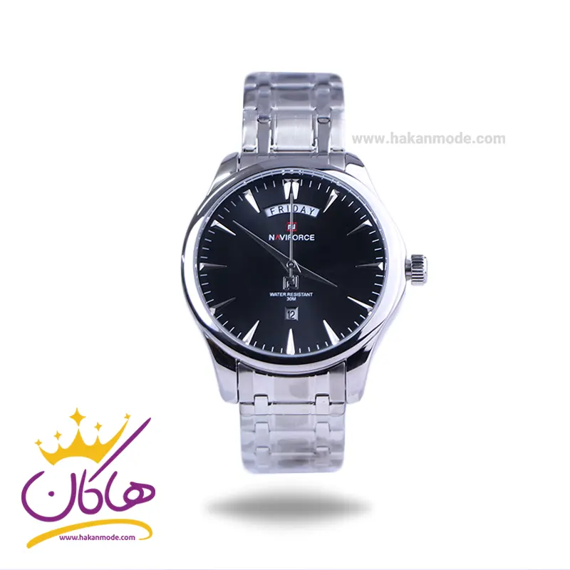 Naviforce-watch-code-9213.21.webp ساعت نیوی فورس مردانه فلزی نقره ای صفحه گرد 9213/2 - Image 1