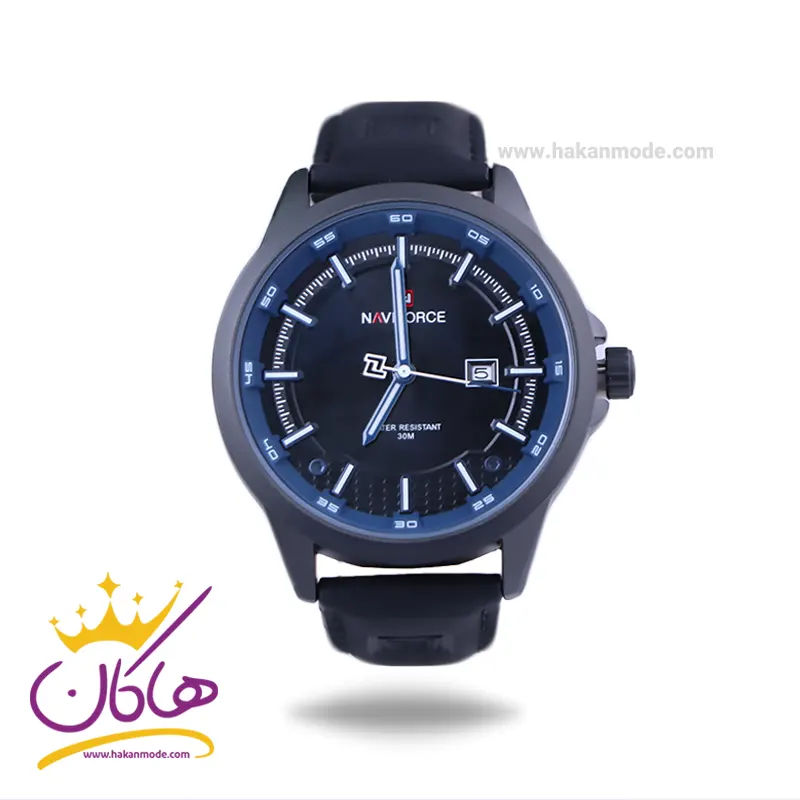 Naviforce-watch-code-9248.11.webp ساعت مچی نیوی فورس مردانه بند چرم مشکی 9248/1 - Image 1