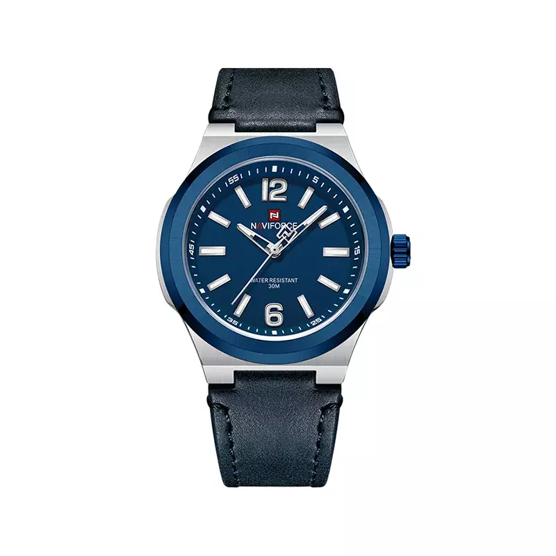 Naviforce-watch-code-9333.31.webp ساعت مچی عقربه ای نیوی فورس مردانه بند چرم سرمه ای 9233/3 - Image 1