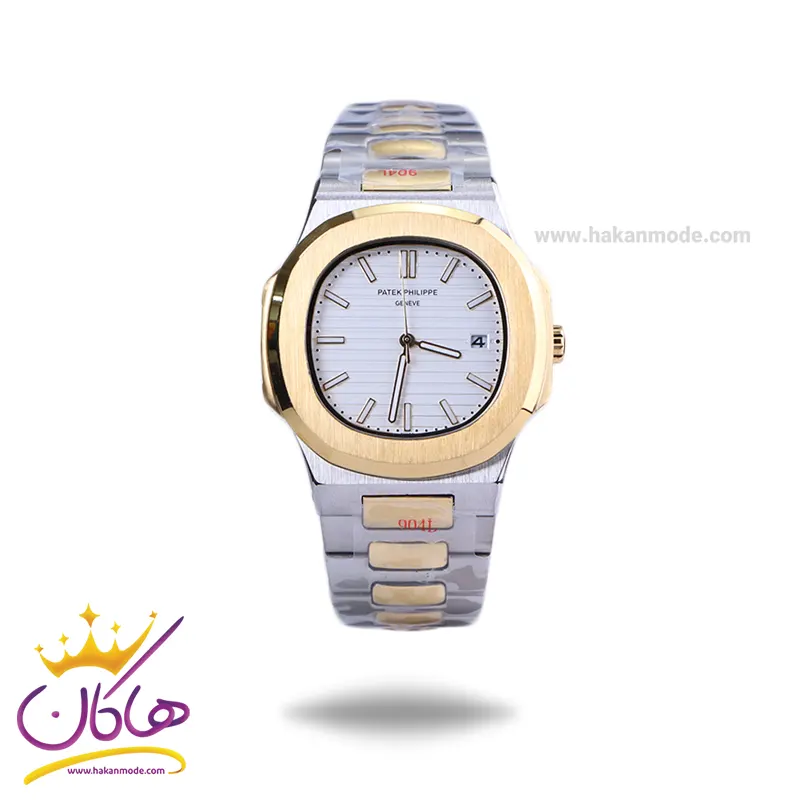 Patek-philippe-geneve-watch-code-8058.51.webp ساعت مچی پتک فیلیپ مردانه فلزی نقره ای طلایی 8058/5 - Image 1