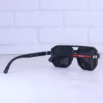 عینک آفتابی پرادا مردانه فریم خلبانی مشکی پلاریزه 8955/1 - Image 3