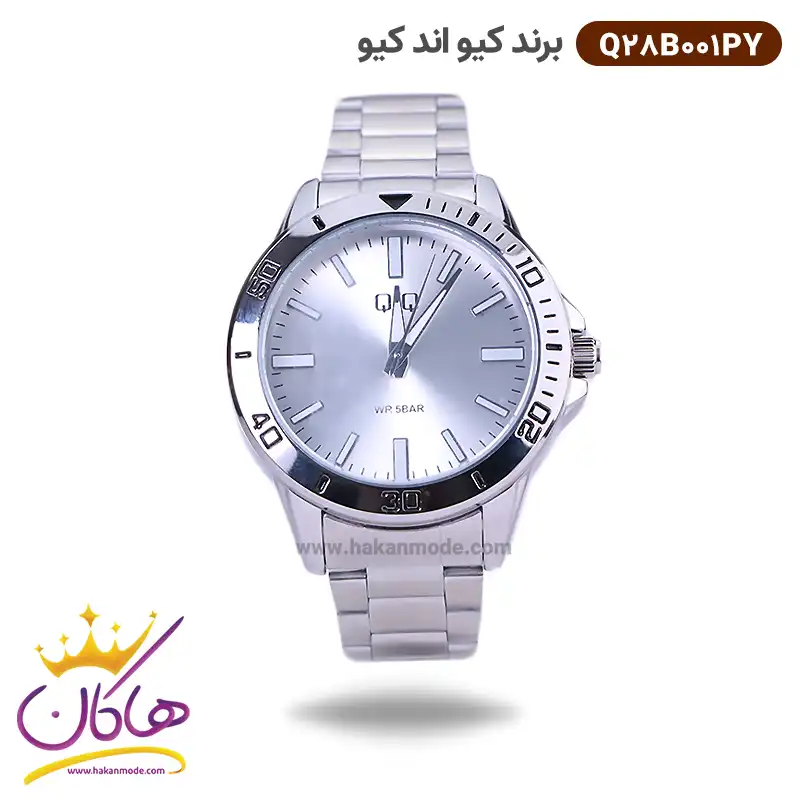 QQ-watch-code-Q28B001PY1.webp ساعت کیو اند کیو مردانه فلزی نقره ای Q28B-001PY - Image 1