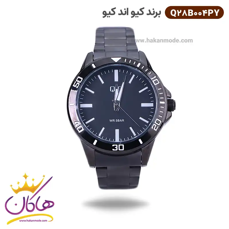 QQ-watch-code-Q28B004PY1.webp ساعت کیو اند کیو مردانه فلزی تمام مشکی Q28B-004PY - Image 1