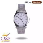 ساعت مچی مردانه کیو اند کیو نقره ای صفحه سفید QA06J201Y