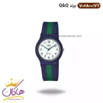 ساعت کیو اند کیو زنانه بند رابر سورمه ای سبز V06A/001VY