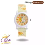 ساعت دخترانه کیو اند کیو لیمویی طرح جوجه V22A-018VY