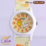 ساعت دخترانه کیو اند کیو لیمویی طرح جوجه V22A-018VY - Image 2