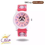 ساعت دخترانه کیو اند کیو صورتی طرح پاندا V23A-006VY