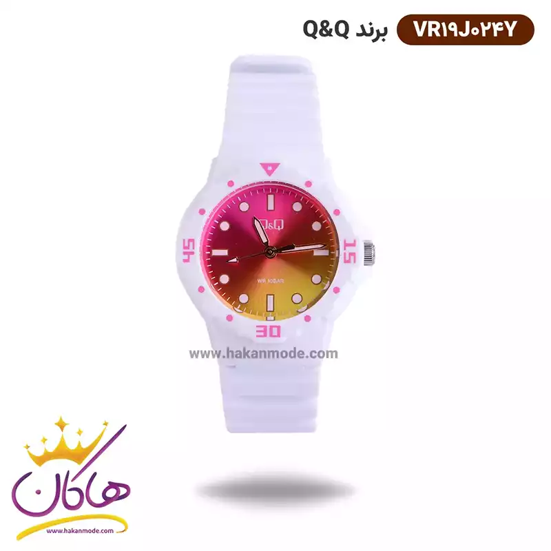 QQ-watch-code-VR19J024Y1.webp ساعت دخترانه کیو اند کیو سفید صفحه هفت رنگ VR19J024Y - Image 1