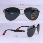 ابعاد عینک آفتابی ری بن فراری فریم طلایی عدسی مشکی RB 2402/5