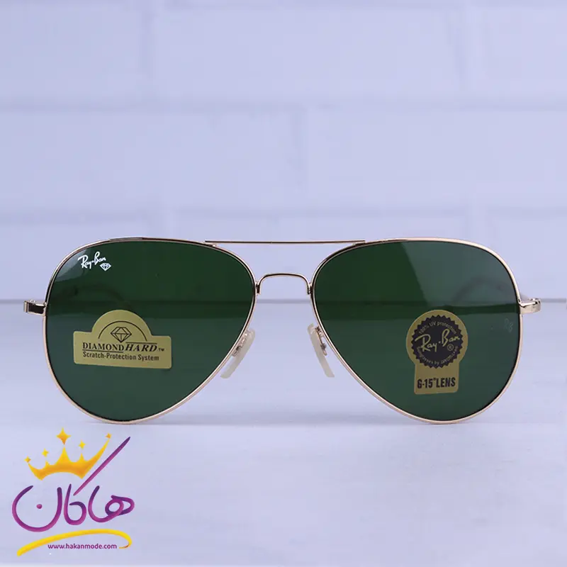 Ray-ban-highcopy-sunglasses-code-RB3026F.21-1.webp عینک آفتابی ری بن مردانه فلزی طلایی شیشه سبز RB 3026 F /2 - Image 1