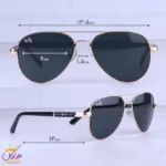 عینک آفتابی ری بن مردانه فلزی طلایی شیشه مشکی RB 4854/1 - Image 2