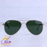 عینک آفتابی ری بن مردانه فلزی طلایی شیشه سبز RB 4854/2