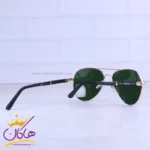 عینک آفتابی ری بن مردانه فلزی طلایی شیشه سبز RB 4854/2 - Image 3