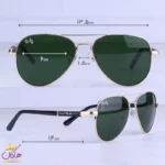 عینک آفتابی ری بن مردانه فلزی طلایی شیشه سبز RB 4854/2 - Image 2