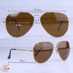 عینک آفتابی ری بن مردانه طلایی شیشه قهوه ای 3026/21 - Image 2