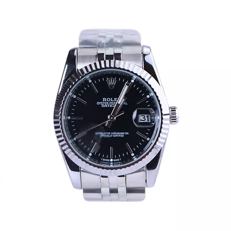 Rolex-Watch-code-4043.541.webp ساعت مچی رولکس مردانه فلزی دیت جاست صفحه مشکی 4043/54 - Image 1