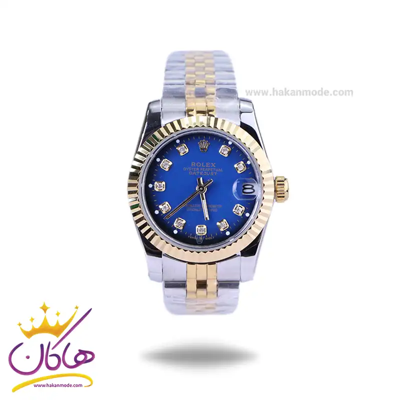 Rolex-watch-code-4042.581.webp ساعت رولکس زنانه فلزی دیت جاست نقره ای طلایی 4042/58 - Image 1