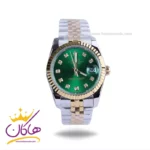 ساعت مردانه رولکس فلزی دیت جاست صفحه سبز 4043/20