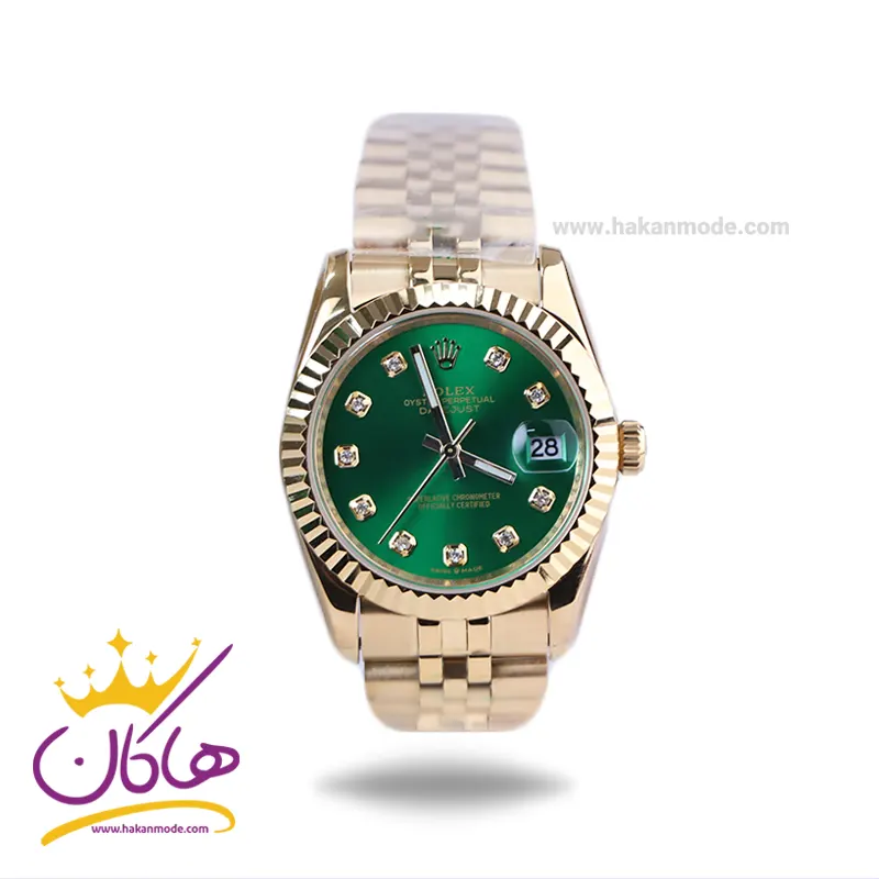 Rolex-watch-code-4043.251.webp ساعت رولکس مردانه فلزی دیت جاست صفحه سبز 4043/25 - Image 1