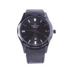 ساعت مچی رومانسون مردانه بند چرم مشکی قاب مشکی G1534/1