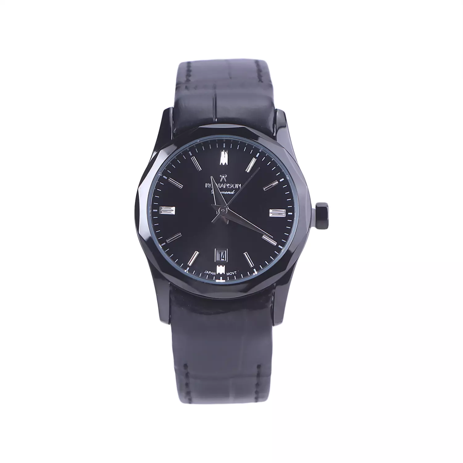 Romanson-diamond-Watch-Code-L-1534.11.webp ساعت مچی عقربه ای رومانسون زنانه بند چرم مشکی L1534/1 - Image 1