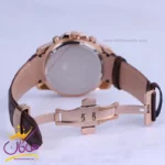 ساعت عقربه ای الگانس مردانه بند چرم قهوه ای قاب رزگلد G2075/1 - Image 3
